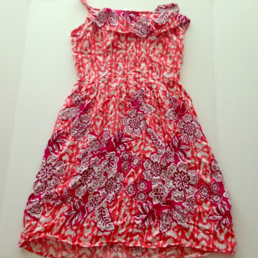 Xhilaration Red and White Flower Pattern Sun Dress